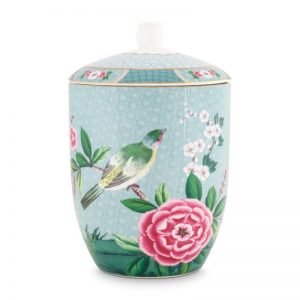 Blushing Birds Blue Storage Jar