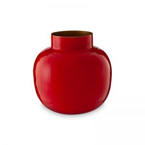 Vase Metal Round Red