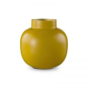 Vase Metal Round Yellow