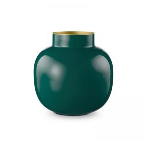 Vase Metal Round Dark Green