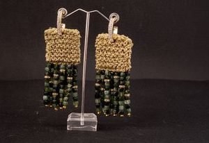 Linen & Green Earrings