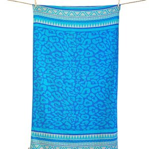 Keros Beach Towel - Parliament Blue, Turquoise & Beige