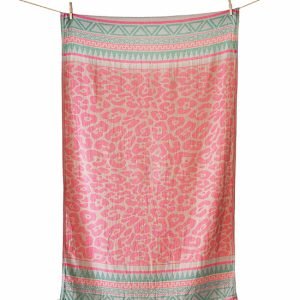 Keros Beach Towel - Beige & Eucaliptus & Pink
