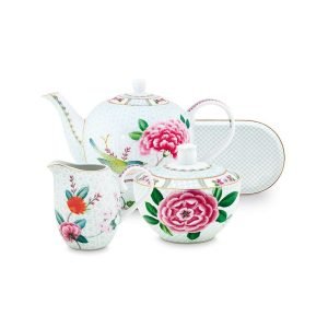 Blushing Birds White 4 piece set