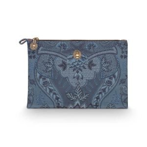 Cosmetic Flat Pouch Medium Kyoto Festival Blue