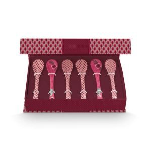 Oriental Flower Festival Set/6 Teaspoons Dark Pink