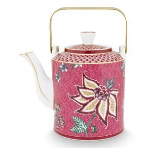 Oriental Flower Festival Teapot Dark Pink Medium