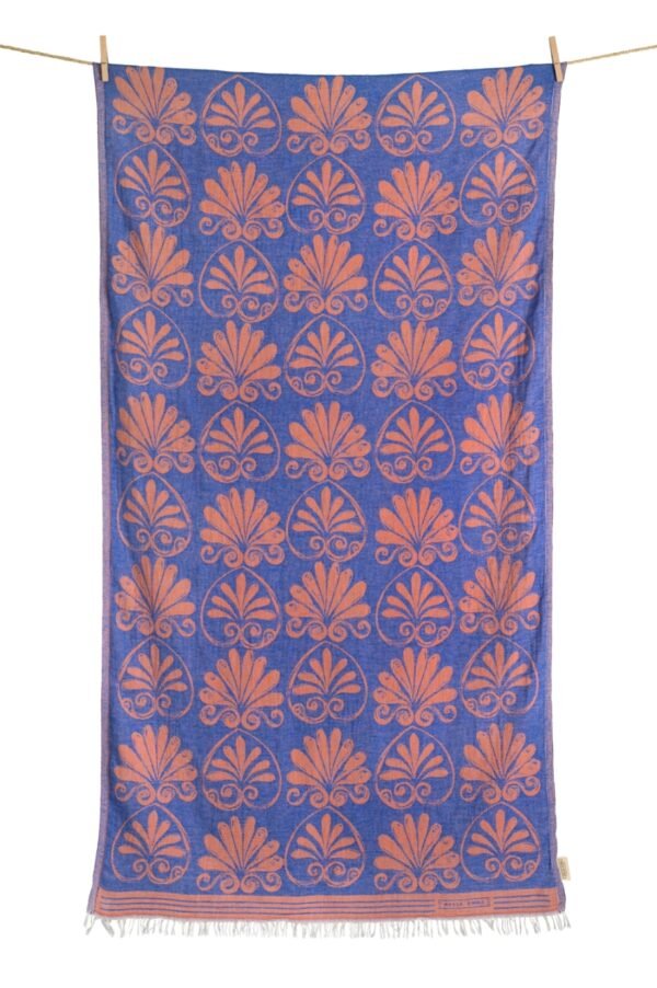 Akrokeramo Beach Towel – Coral/Parliament Blue