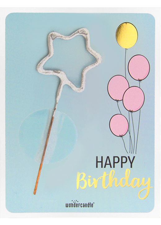 Happy Birthday light blue Mini Wondercard