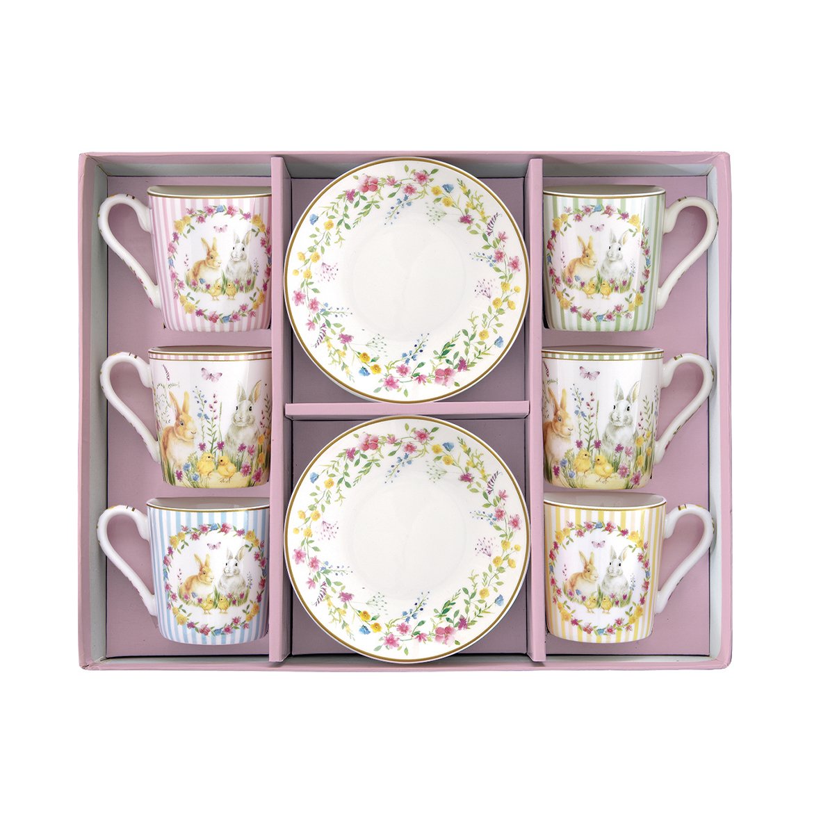 Set 6 coffee cups with saucer Happy Easter